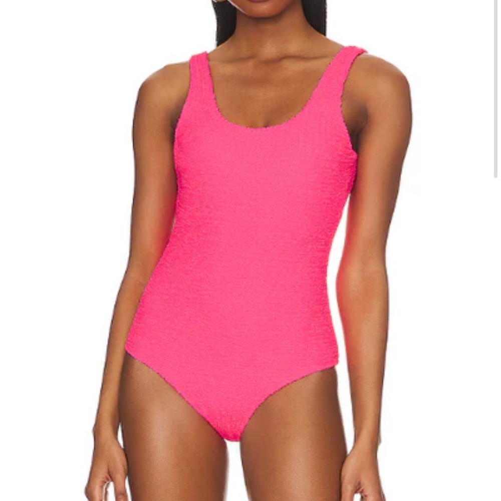 Its Now Cool NWT One Piece Swimsuit Women's Medium Lollipop Pink Backless Crimp